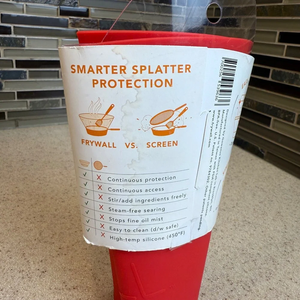 NEW Frywall 10 Inch Silicone Splatter Guard Red Medium for 10